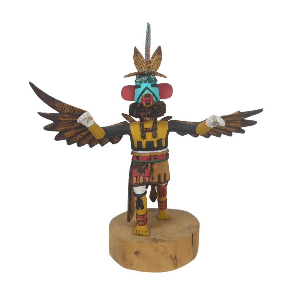 Hopi Eagle Kachina Katsina Native American Signed Joseph Duwyenie Wood 8.5" READ